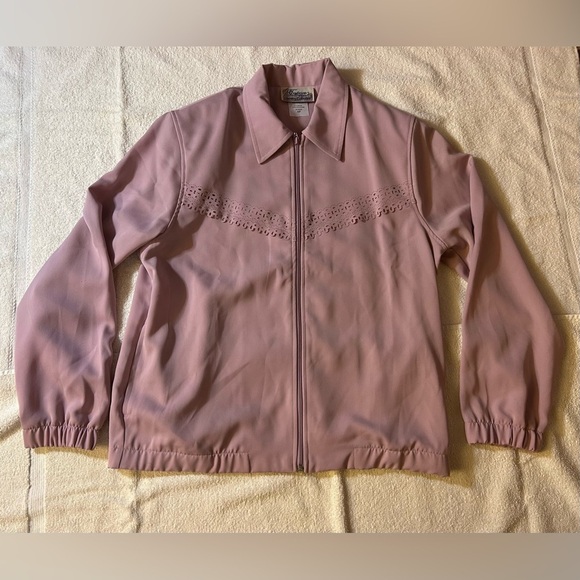 Pink Utility Jacket with Collared Neckline and Elastic Cuffs - Picture 4 of 4